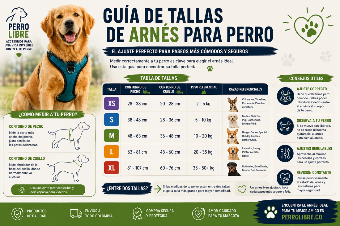¿Cómo saber qué talla de arnés necesita tu perro?