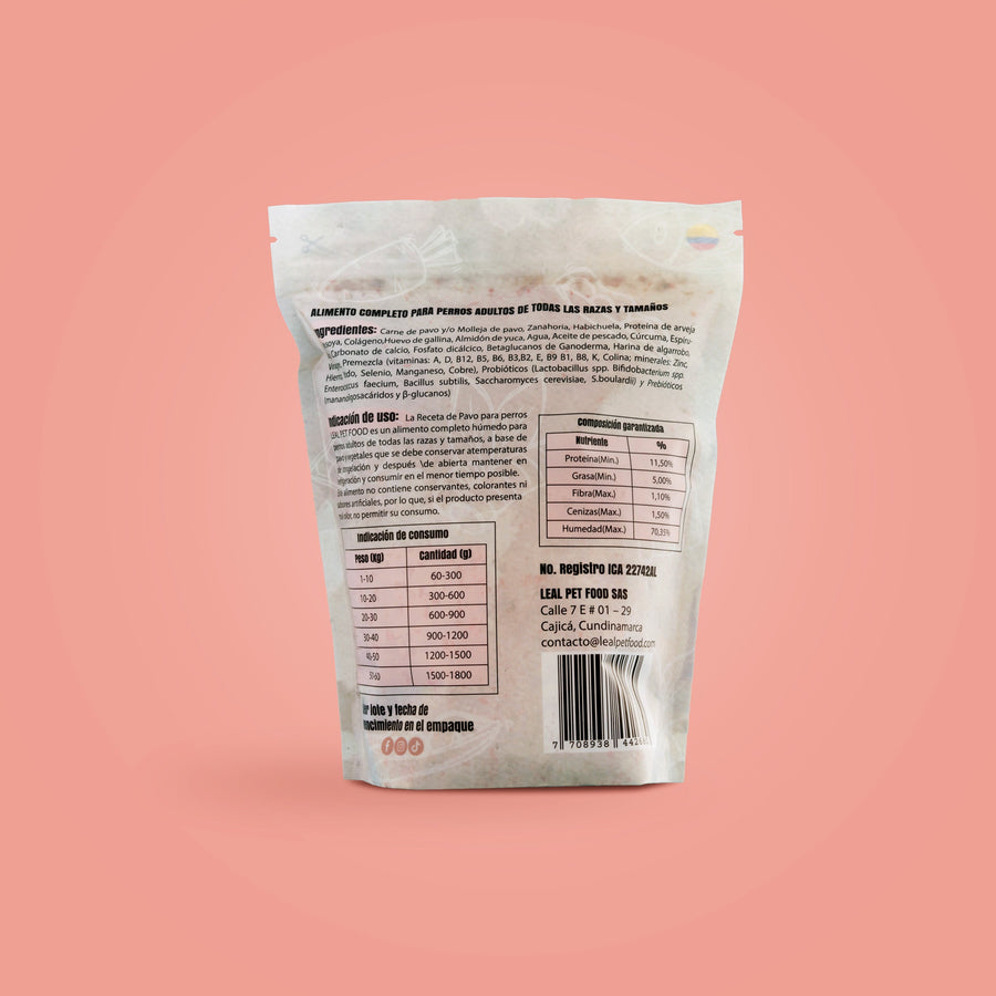 Receta de pavo para adultos (700g)