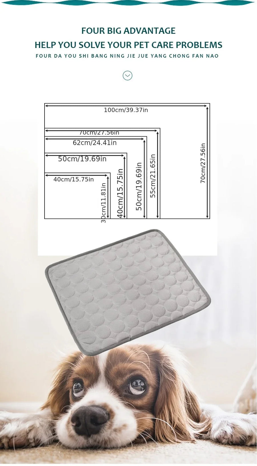 Alfombrilla de gel refrescante extragrande para perros y gatos. Almohadilla refrescante reutilizable para el verano.