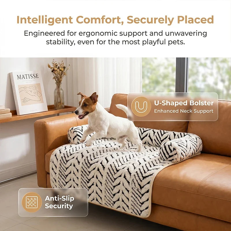 Colchoneta para cama de mascotas con cojines laterales, suave y mullida, protectora antideslizante para sofá cama de perros y gatos, cojín para dormir para mascotas pequeñas y medianas.