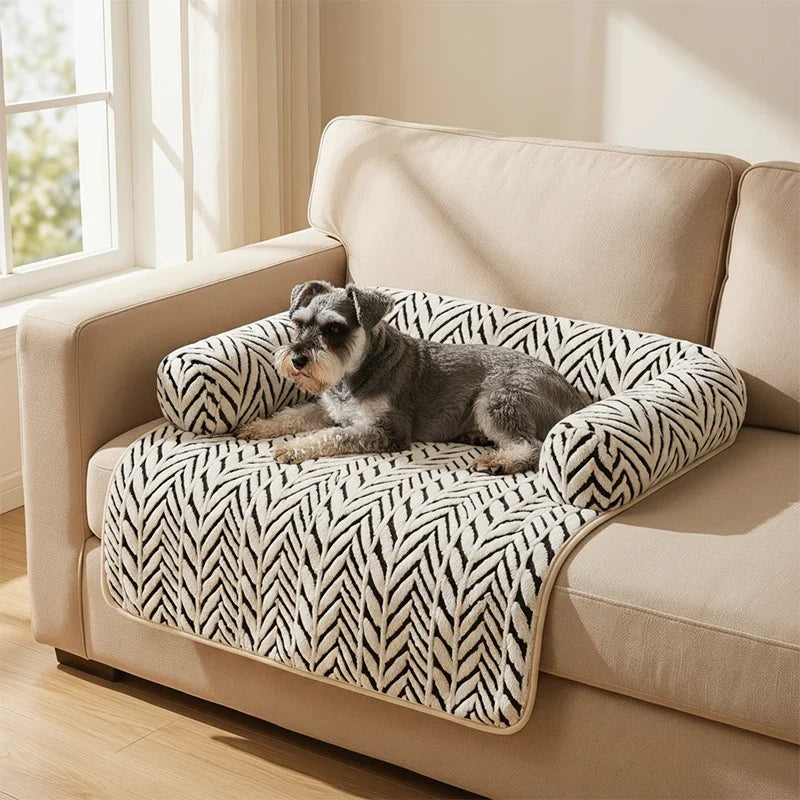 Colchoneta para cama de mascotas con cojines laterales, suave y mullida, protectora antideslizante para sofá cama de perros y gatos, cojín para dormir para mascotas pequeñas y medianas.