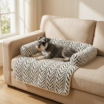 Colchoneta para cama de mascotas con cojines laterales, suave y mullida, protectora antideslizante para sofá cama de perros y gatos, cojín para dormir para mascotas pequeñas y medianas.