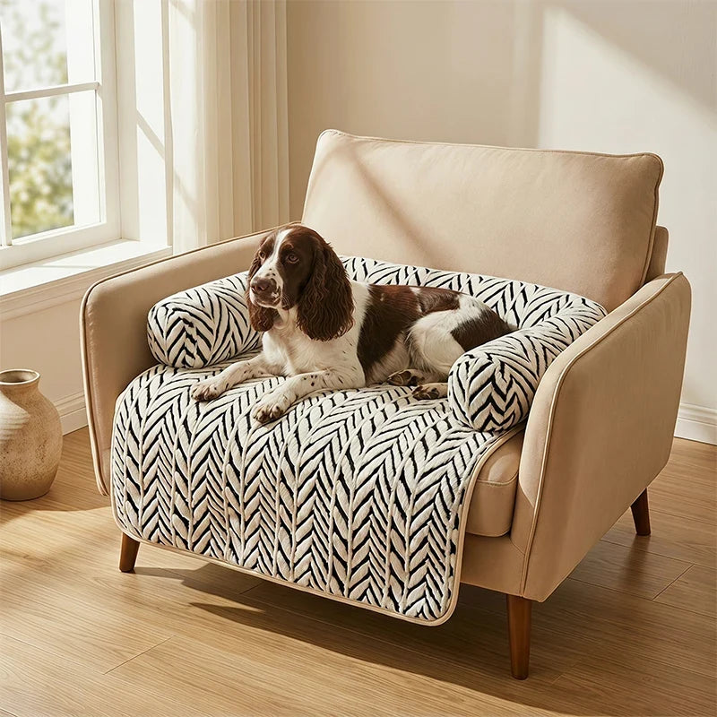 Colchoneta para cama de mascotas con cojines laterales, suave y mullida, protectora antideslizante para sofá cama de perros y gatos, cojín para dormir para mascotas pequeñas y medianas.