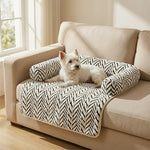 Colchoneta para cama de mascotas con cojines laterales, suave y mullida, protectora antideslizante para sofá cama de perros y gatos, cojín para dormir para mascotas pequeñas y medianas.