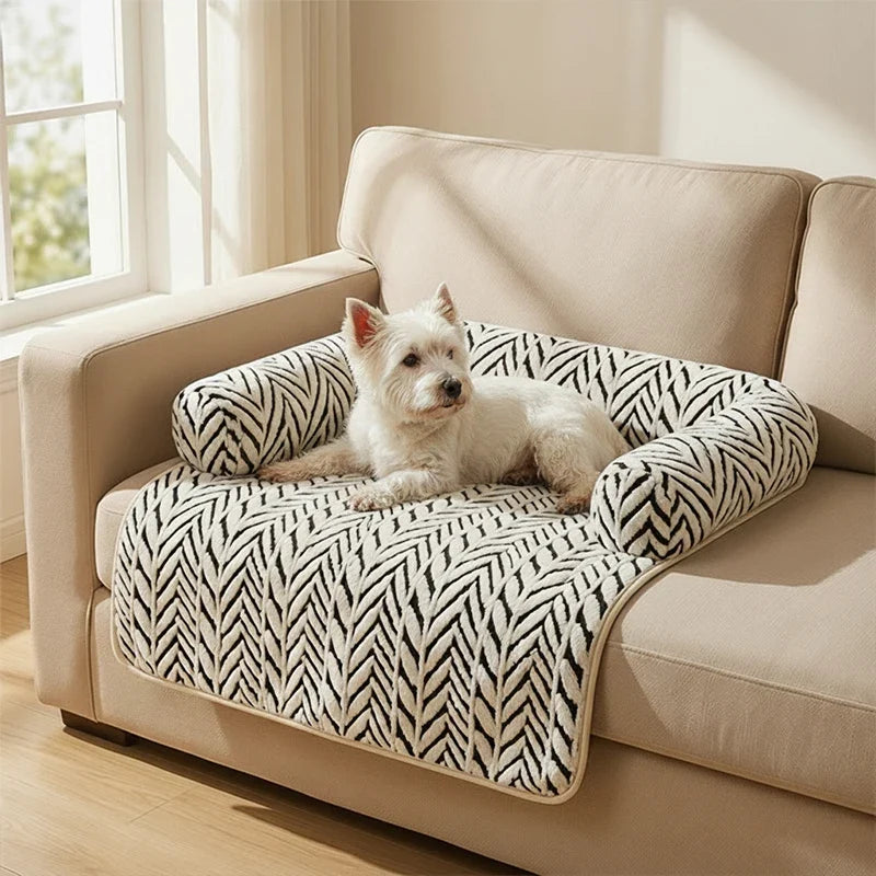 Colchoneta para cama de mascotas con cojines laterales, suave y mullida, protectora antideslizante para sofá cama de perros y gatos, cojín para dormir para mascotas pequeñas y medianas.
