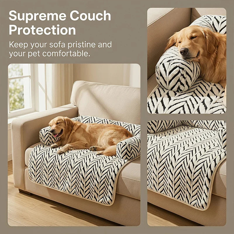 Colchoneta para cama de mascotas con cojines laterales, suave y mullida, protectora antideslizante para sofá cama de perros y gatos, cojín para dormir para mascotas pequeñas y medianas.