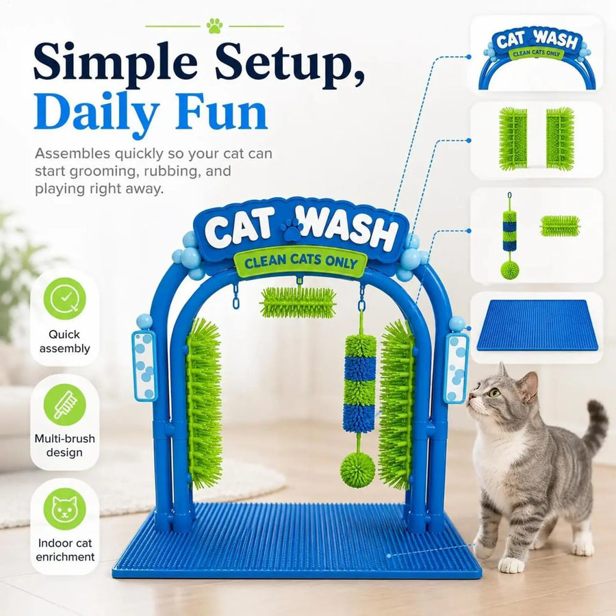PurrClean™ 🐱🛁 — Estación de lavado para gatos de fácil uso y autoaseo