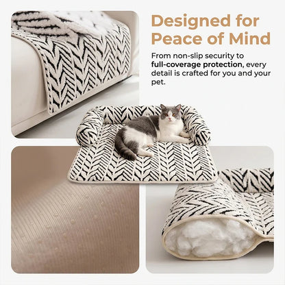 Colchoneta para cama de mascotas con cojines laterales, suave y mullida, protectora antideslizante para sofá cama de perros y gatos, cojín para dormir para mascotas pequeñas y medianas.