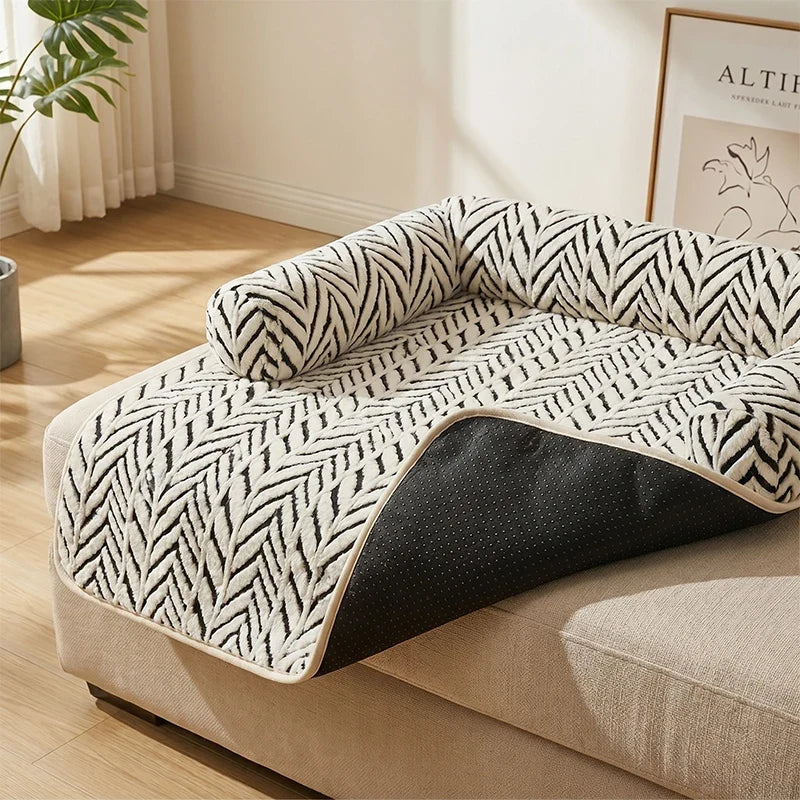 Colchoneta para cama de mascotas con cojines laterales, suave y mullida, protectora antideslizante para sofá cama de perros y gatos, cojín para dormir para mascotas pequeñas y medianas.