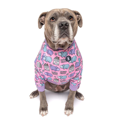 Pijama rosa de pitbull 'Pitty-potamus'